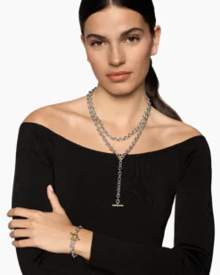 DY Mercer® Convertible Chain Necklace Sterling Silver with 18K Yellow Gold and Diamonds, 8mm