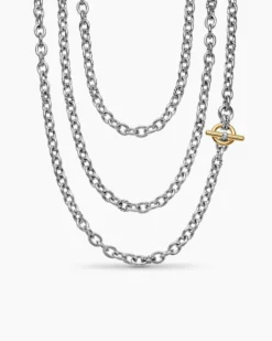DY Mercer® Convertible Chain Necklace Sterling Silver with 18K Yellow Gold and Diamonds, 8mm