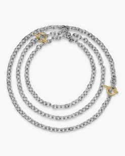 DY Mercer® Convertible Chain Necklace Sterling Silver with 18K Yellow Gold and Diamonds, 8mm
