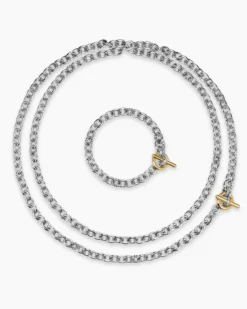 DY Mercer® Convertible Chain Necklace Sterling Silver with 18K Yellow Gold and Diamonds, 8mm