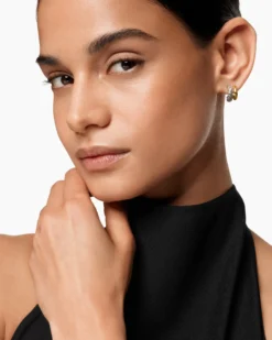 DY Mercer® Double Hoop Huggie Earrings Sterling Silver with 18K Yellow Gold, 13.5mm