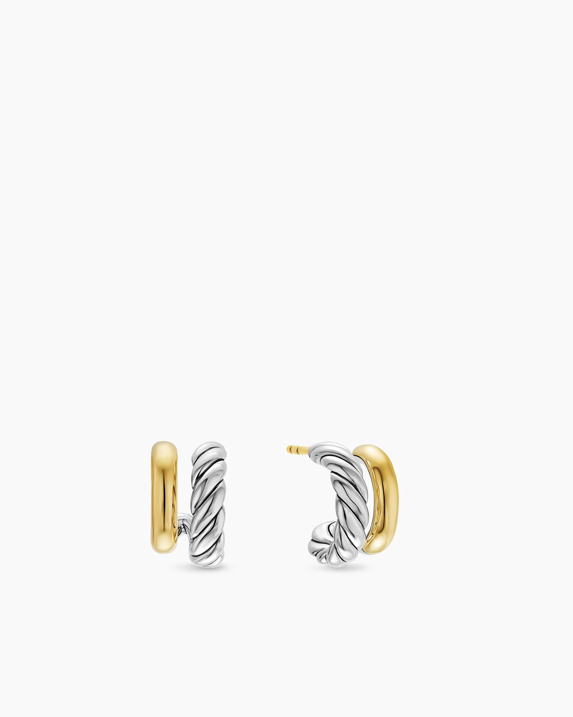 DY Mercer® Double Hoop Huggie Earrings Sterling Silver with 18K Yellow Gold, 13.5mm