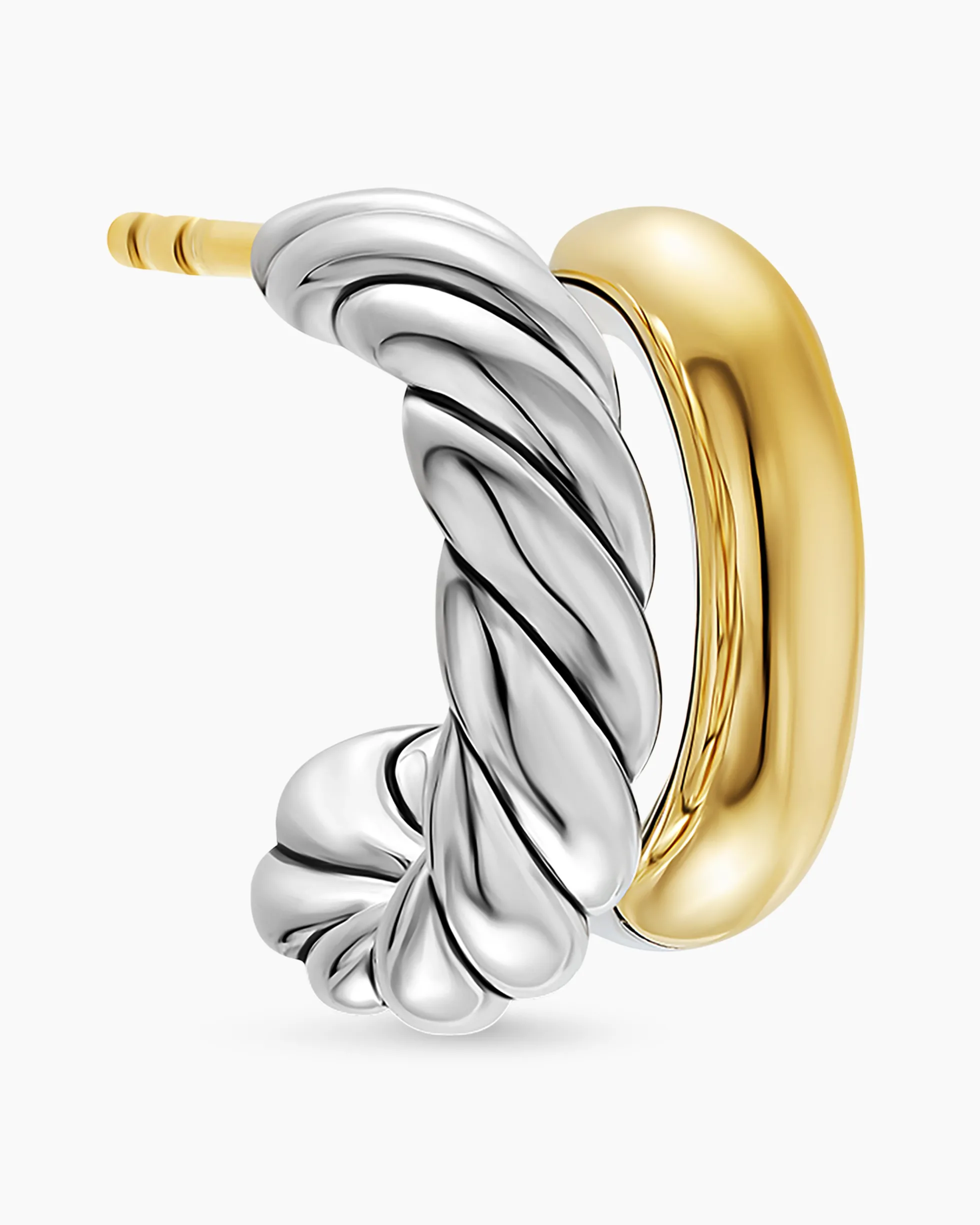 DY Mercer® Double Hoop Huggie Earrings Sterling Silver with 18K Yellow Gold, 13.5mm