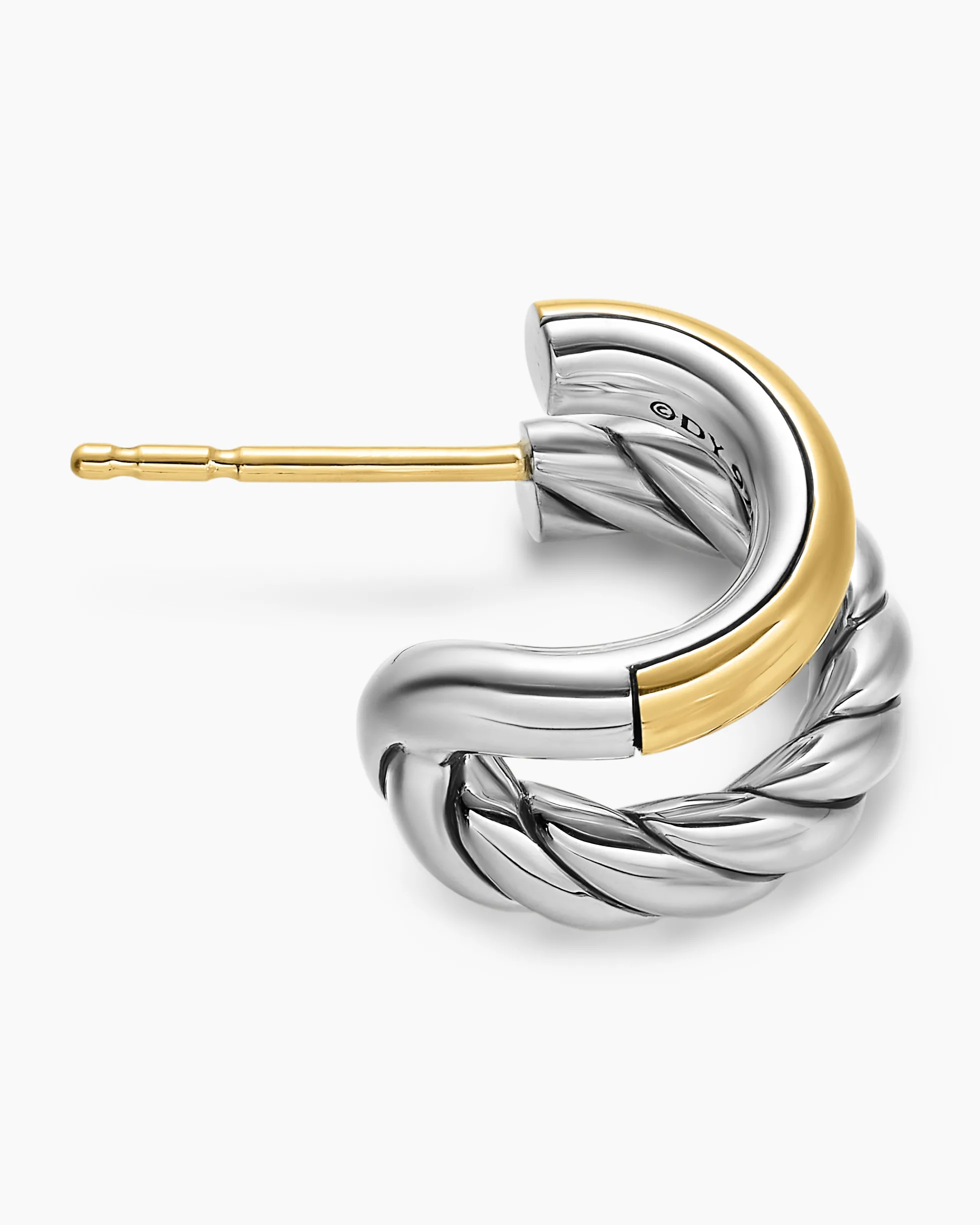 DY Mercer® Double Hoop Huggie Earrings Sterling Silver with 18K Yellow Gold, 13.5mm