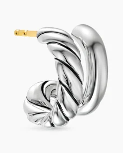 DY Mercer® Double Hoop Huggie Earrings Sterling Silver, 13.5mm