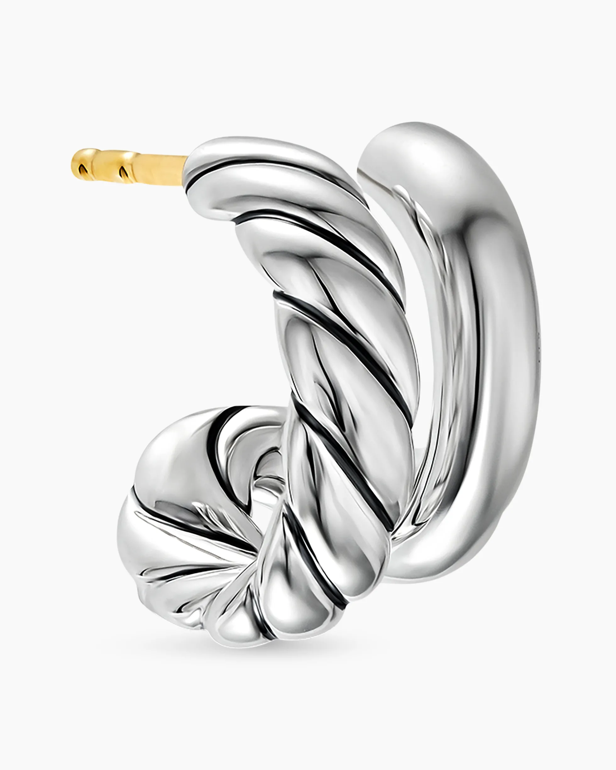 DY Mercer® Double Hoop Huggie Earrings Sterling Silver, 13.5mm