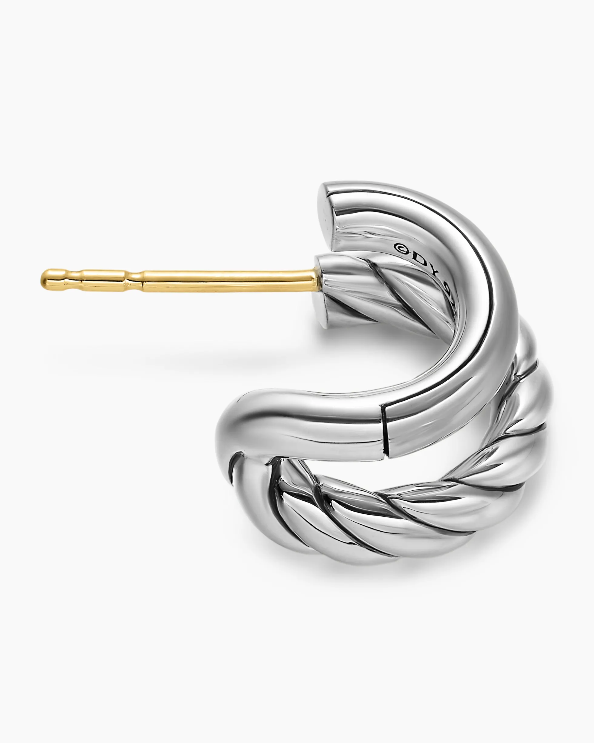 DY Mercer® Double Hoop Huggie Earrings Sterling Silver, 13.5mm