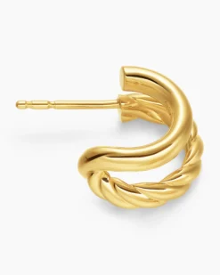 DY Mercer® Double Hoop Huggie Earrings 18K Yellow Gold, 13.5mm