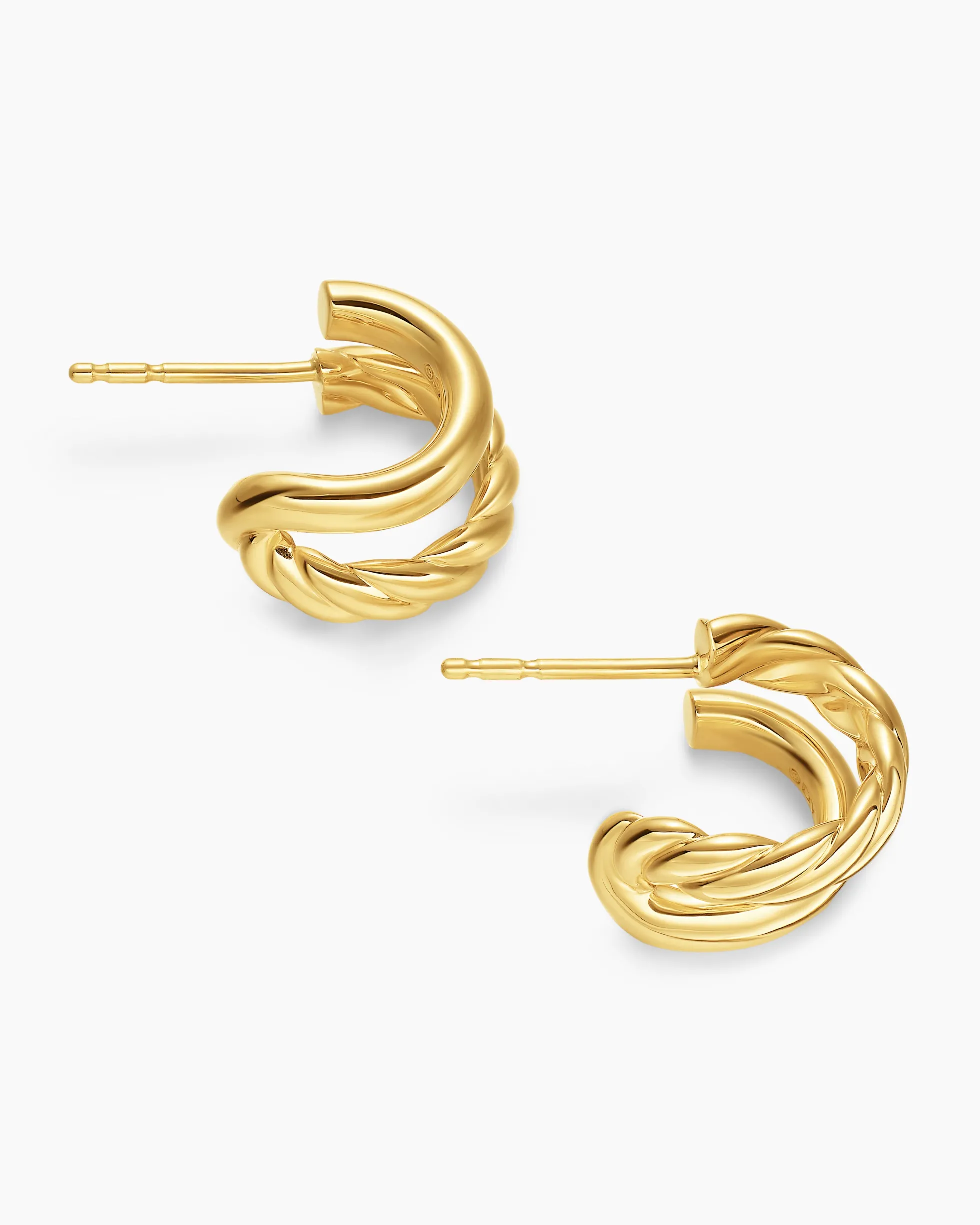 DY Mercer® Double Hoop Huggie Earrings 18K Yellow Gold, 13.5mm