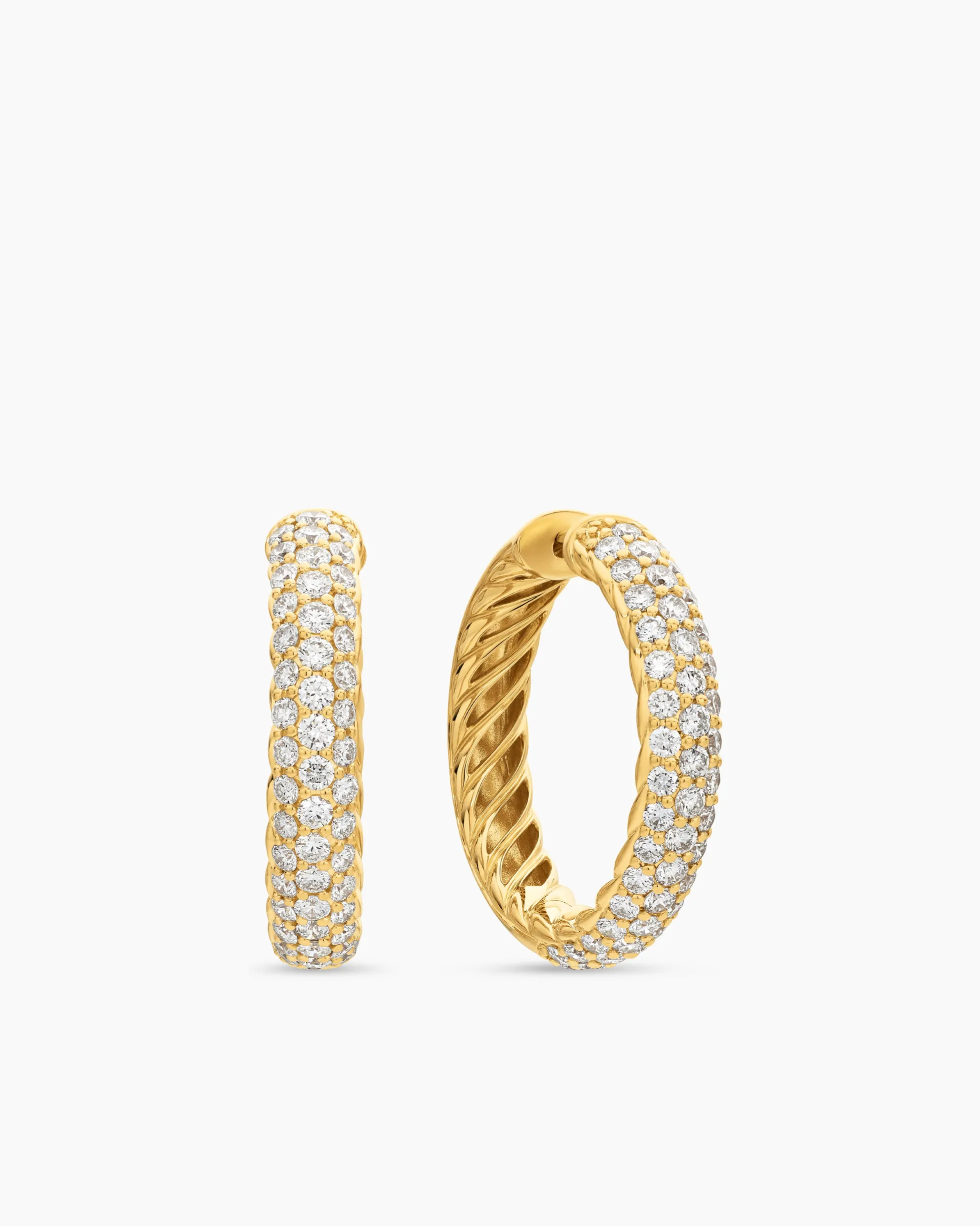 DY Mercer® Hoop Earrings 18K Yellow Gold with Diamonds, 25.4mm
