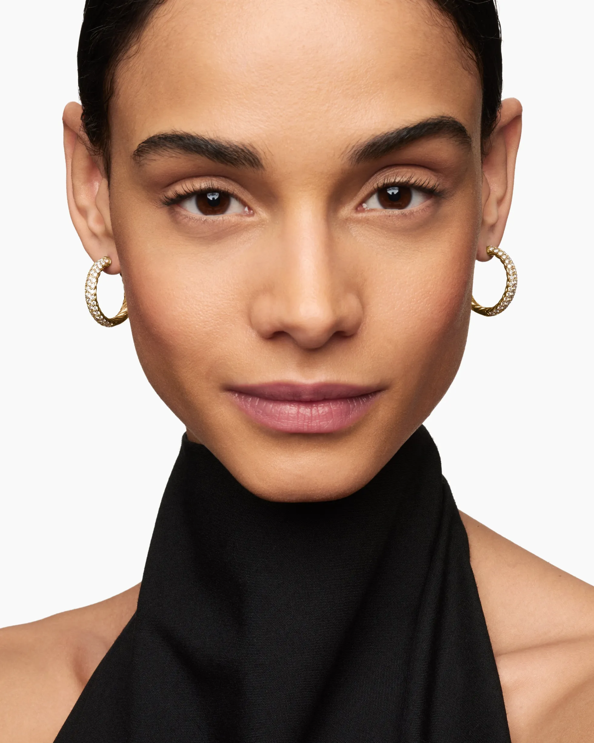 DY Mercer® Hoop Earrings 18K Yellow Gold with Diamonds, 25.4mm