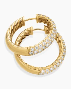 DY Mercer® Hoop Earrings 18K Yellow Gold with Diamonds, 25.4mm