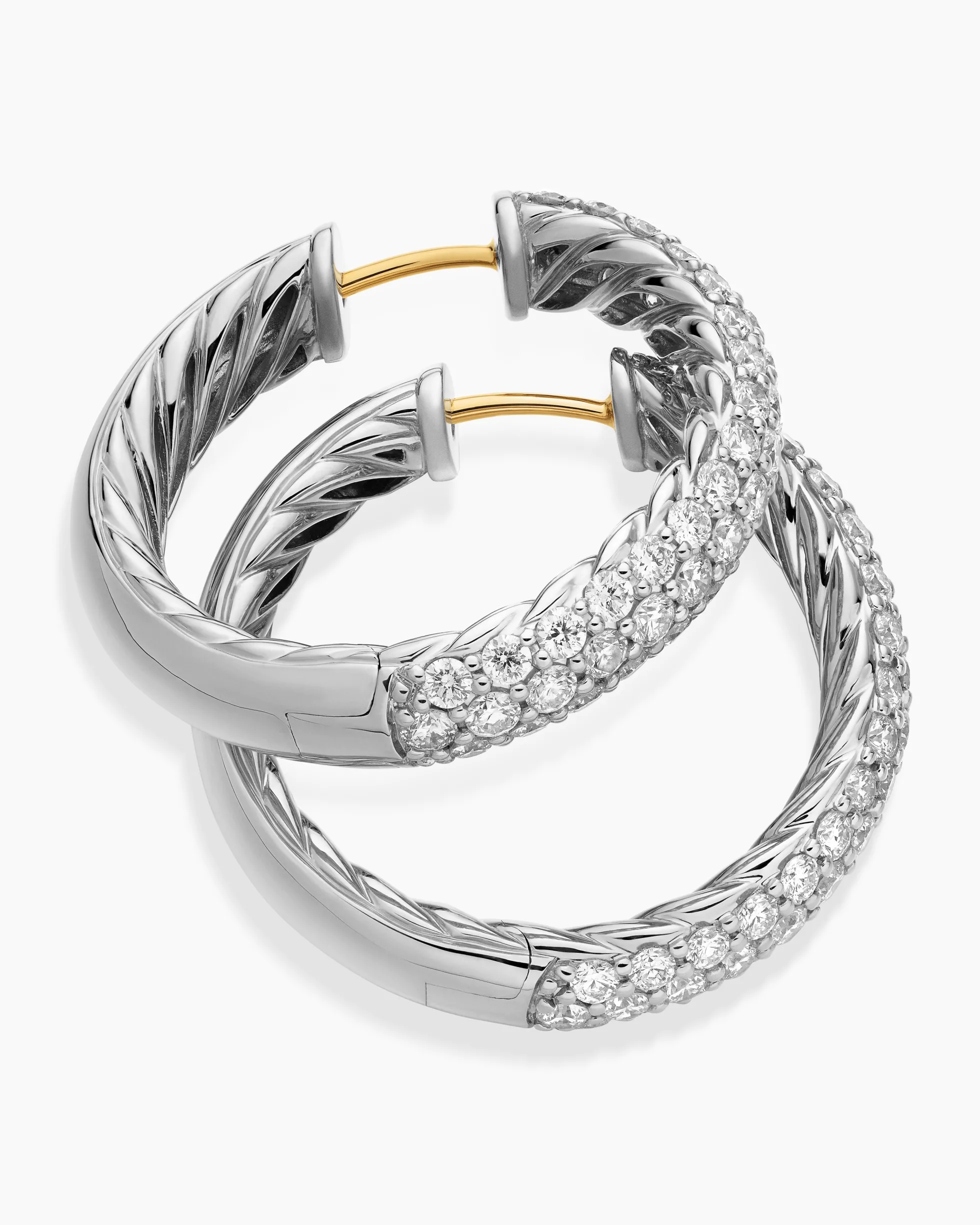 DY Mercer® Hoop Earrings Sterling Silver with Diamonds, 25.4mm