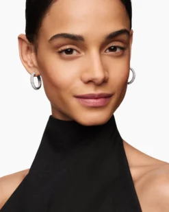DY Mercer® Hoop Earrings Sterling Silver with Diamonds, 25.4mm