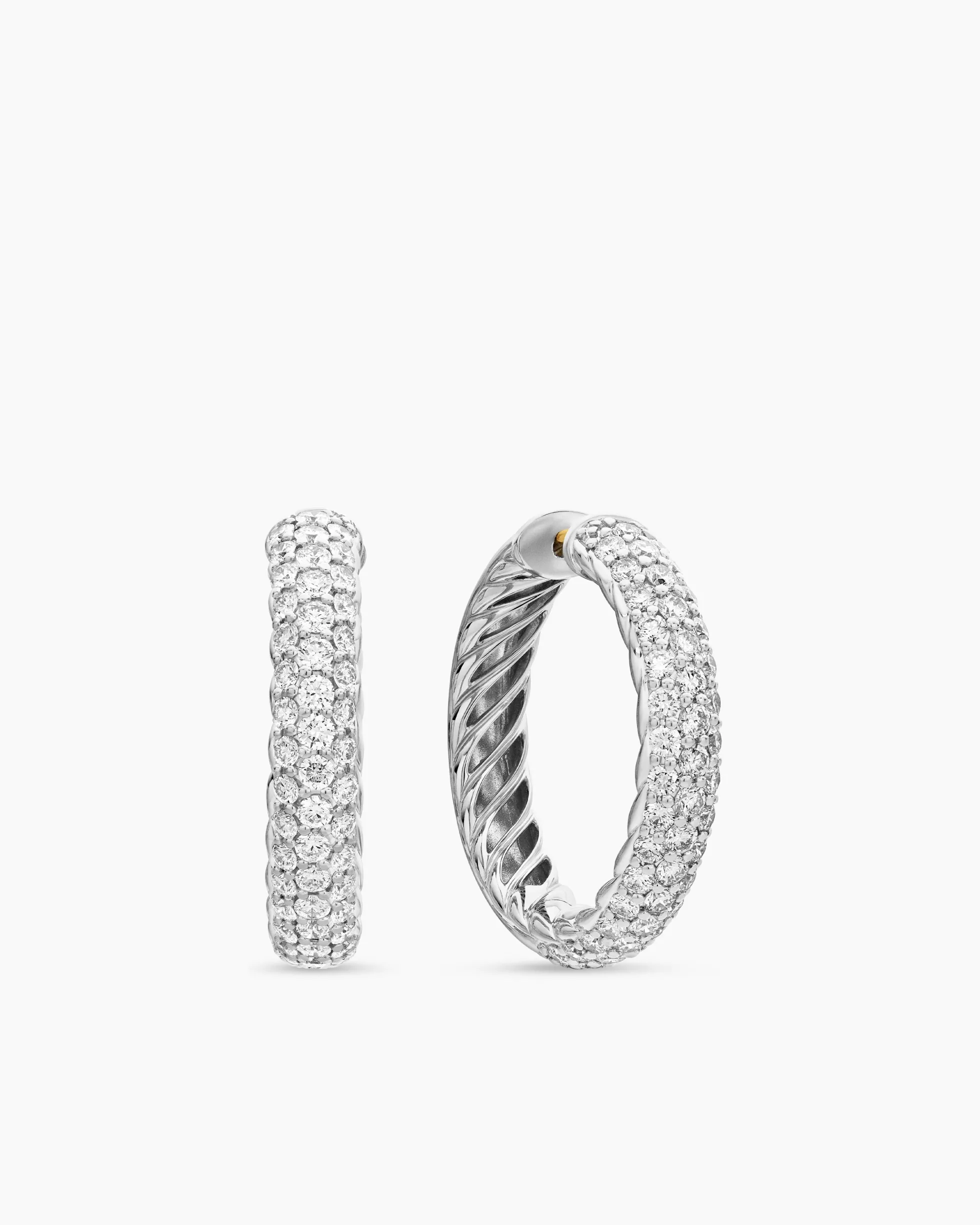 DY Mercer® Hoop Earrings Sterling Silver with Diamonds, 25.4mm