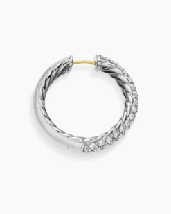 DY Mercer® Hoop Earrings Sterling Silver with Diamonds, 25.4mm