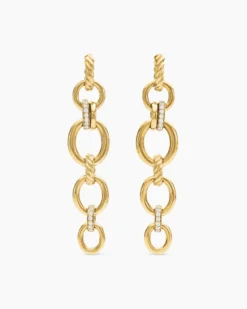 DY Mercer® Linked Drop Earrings 18K Yellow Gold with Diamonds, 68mm