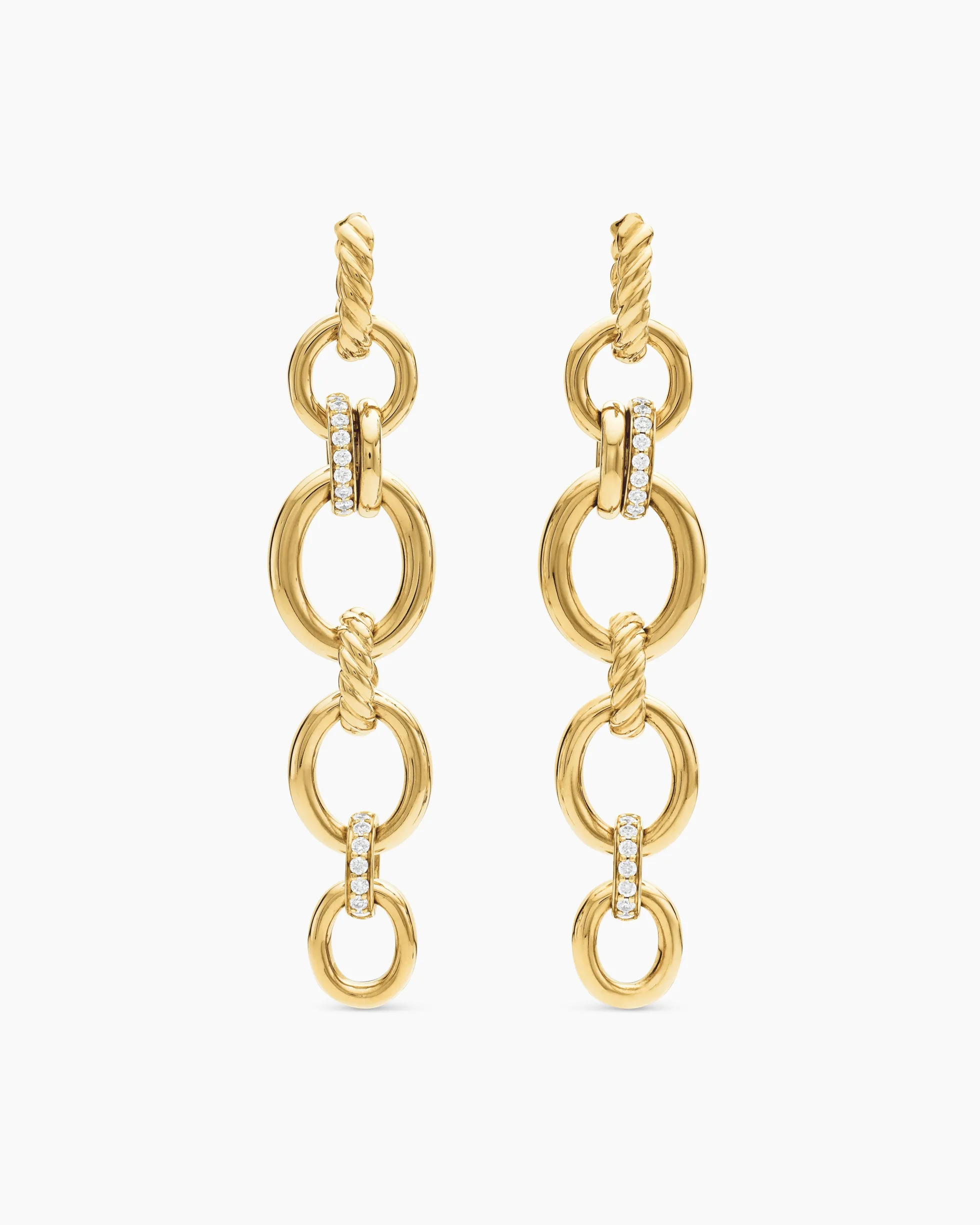 DY Mercer® Linked Drop Earrings 18K Yellow Gold with Diamonds, 68mm