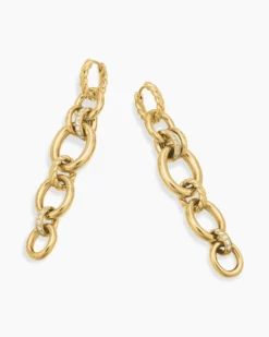 DY Mercer® Linked Drop Earrings 18K Yellow Gold with Diamonds, 68mm
