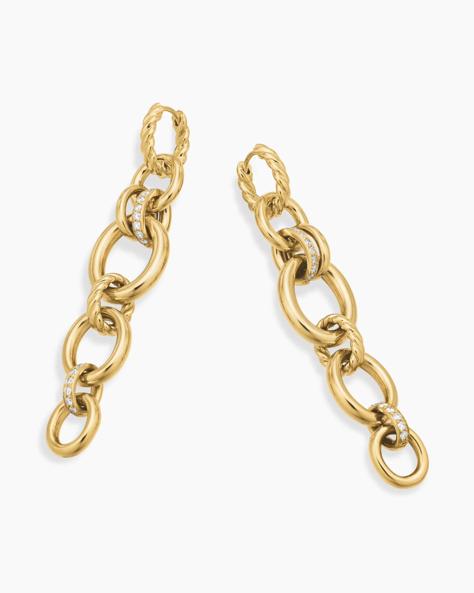 DY Mercer® Linked Drop Earrings 18K Yellow Gold with Diamonds, 68mm