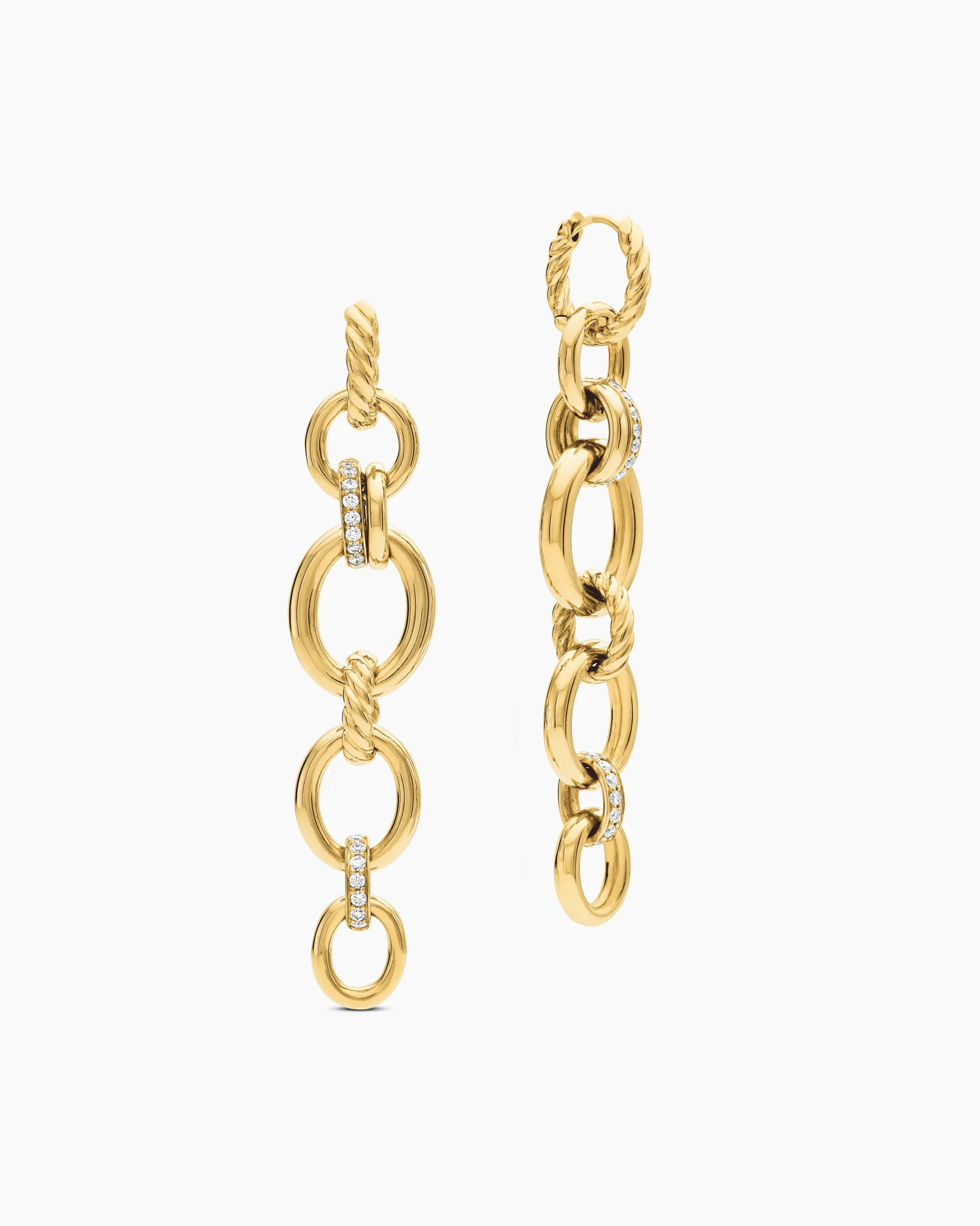 DY Mercer® Linked Drop Earrings 18K Yellow Gold with Diamonds, 68mm