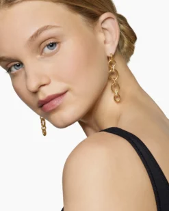 DY Mercer® Linked Drop Earrings 18K Yellow Gold with Diamonds, 68mm
