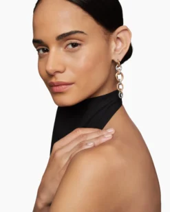DY Mercer® Melange Linked Drop Earrings Sterling Silver with 18K Rose Gold and Diamonds, 68mm
