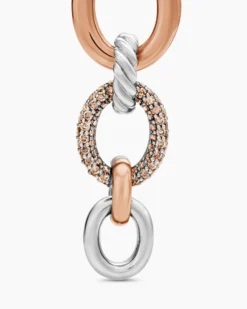 DY Mercer® Melange Linked Drop Earrings Sterling Silver with 18K Rose Gold and Diamonds, 68mm