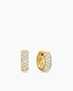 DY Mercer® Micro Hoop Earrings 18K Yellow Gold with Diamonds, 13.5mm