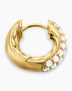 DY Mercer® Micro Hoop Earrings 18K Yellow Gold with Diamonds, 13.5mm