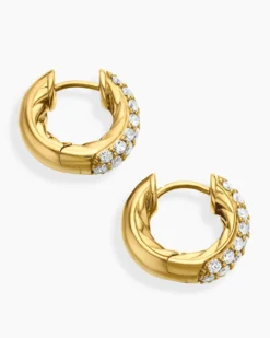 DY Mercer® Micro Hoop Earrings 18K Yellow Gold with Diamonds, 13.5mm