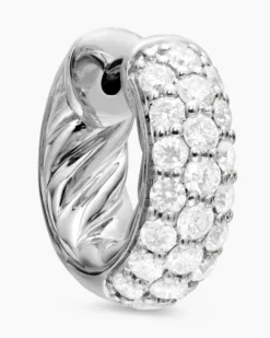 DY Mercer® Micro Hoop Earrings Sterling Silver with Diamonds, 13.5mm