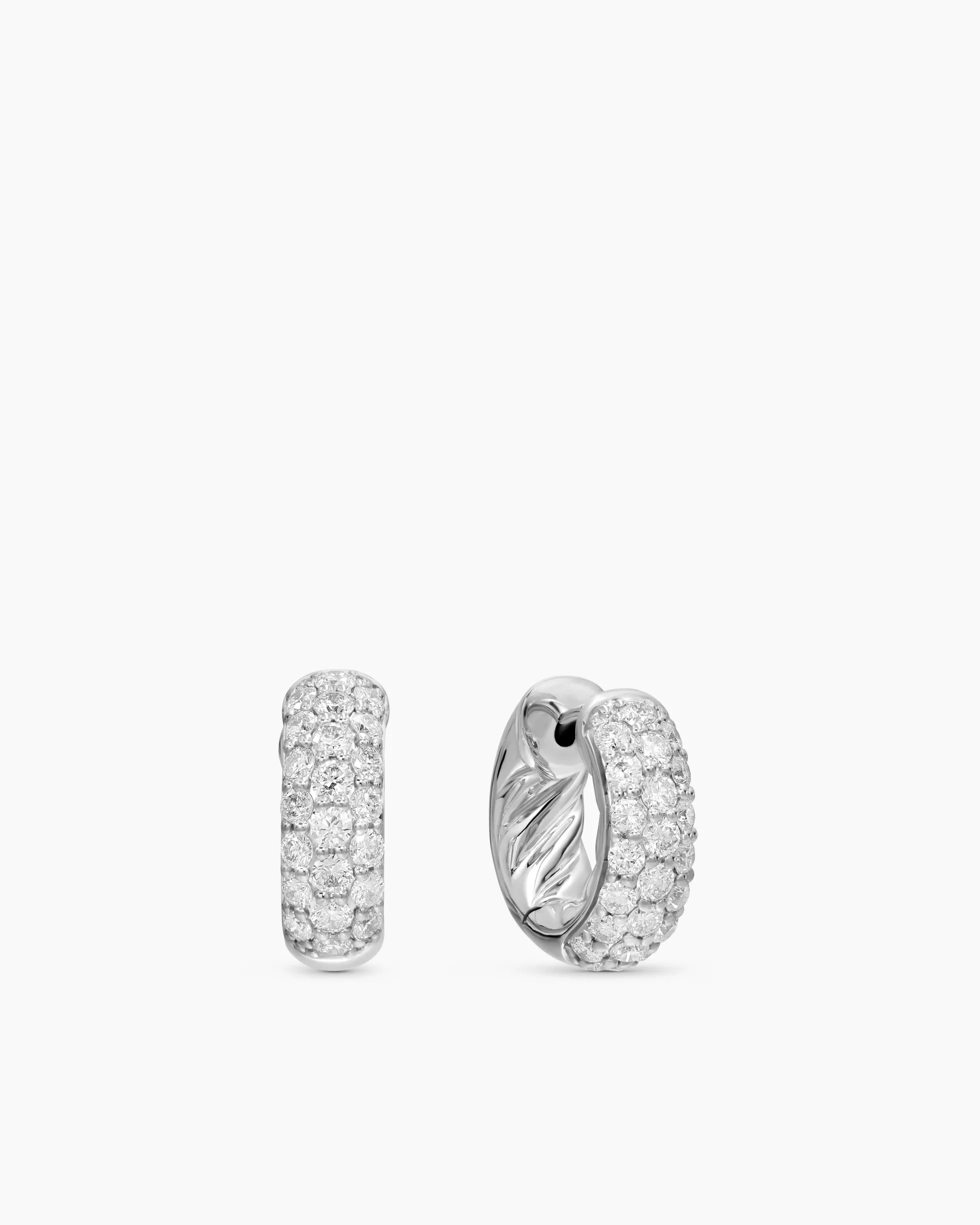DY Mercer® Micro Hoop Earrings Sterling Silver with Diamonds, 13.5mm