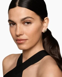 DY Mercer® Multi Hoop Climber Earrings Sterling Silver with 18K Yellow Gold and Diamonds, 20.6mm
