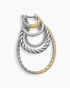 DY Mercer® Multi Hoop Earrings Sterling Silver with 18K Yellow Gold and Diamonds, 37.5mm