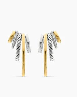 DY Mercer® Multi Hoop Earrings Sterling Silver with 18K Yellow Gold and Diamonds, 37.5mm