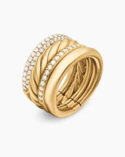 DY Mercer® Multi Row Ring 18K Yellow Gold with Diamonds, 14mm