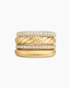 DY Mercer® Multi Row Ring 18K Yellow Gold with Diamonds, 14mm