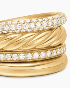 DY Mercer® Multi Row Ring 18K Yellow Gold with Diamonds, 14mm