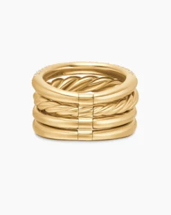 DY Mercer® Multi Row Ring 18K Yellow Gold with Diamonds, 14mm