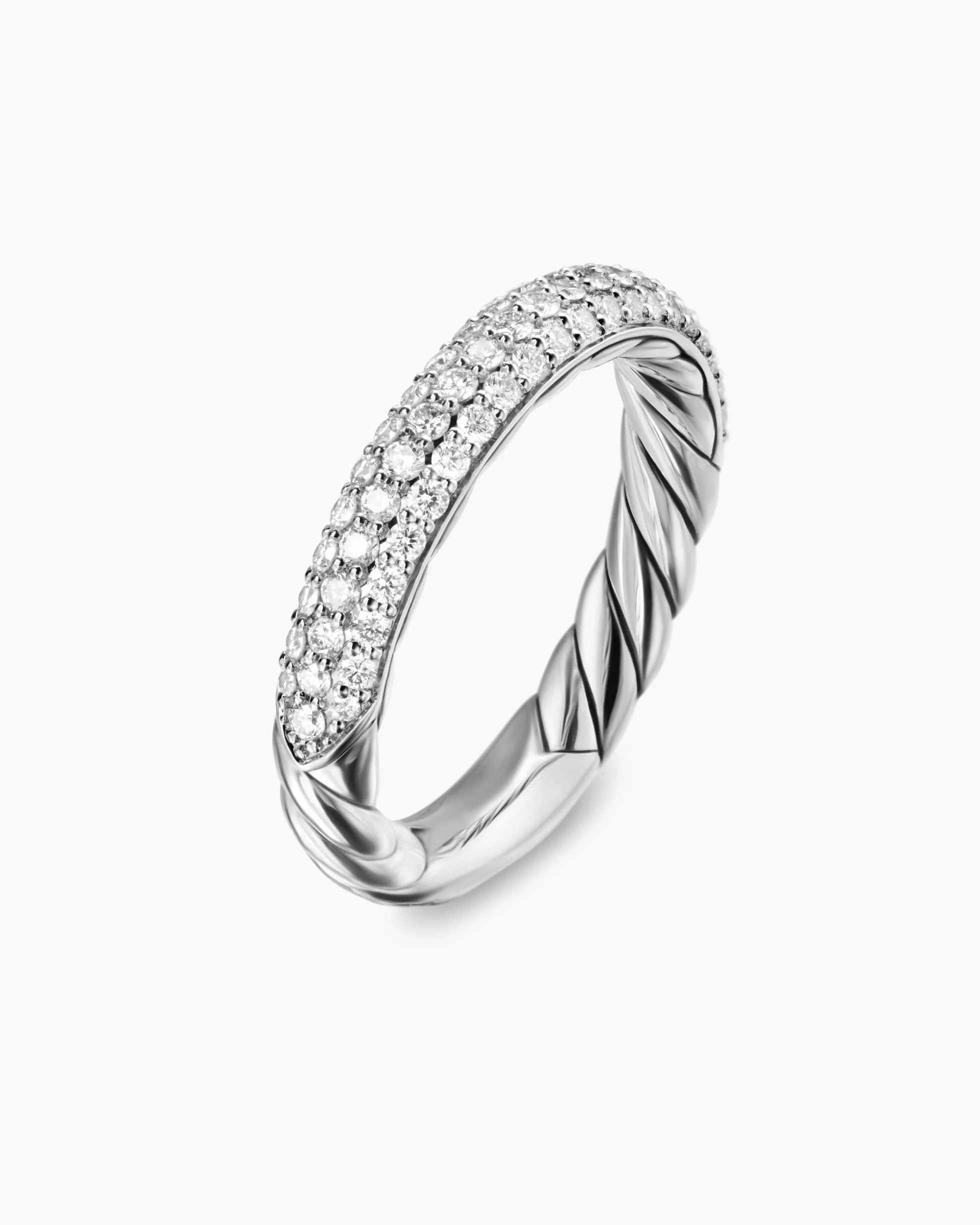 DY Mercer® Pavé Band Ring Sterling Silver with Diamonds, 3.7mm