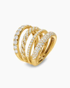 DY Mercer® Pavé Multi Row Ring 18K Yellow Gold with Diamonds, 12.6mm