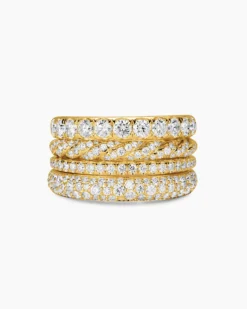 DY Mercer® Pavé Multi Row Ring 18K Yellow Gold with Diamonds, 12.6mm