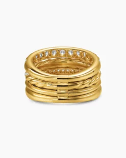 DY Mercer® Pavé Multi Row Ring 18K Yellow Gold with Diamonds, 12.6mm