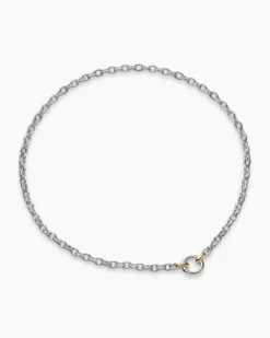 DY Mercer® Petite Chain Necklace Sterling Silver with 18K Yellow Gold, 4.5mm