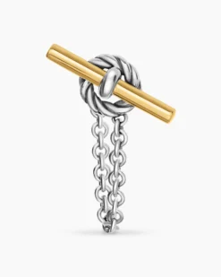 DY Mercer® Petite Toggle Chain Stud Earrings Sterling Silver with 18K Yellow Gold, 38.2mm