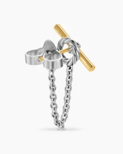 DY Mercer® Petite Toggle Chain Stud Earrings Sterling Silver with 18K Yellow Gold, 38.2mm
