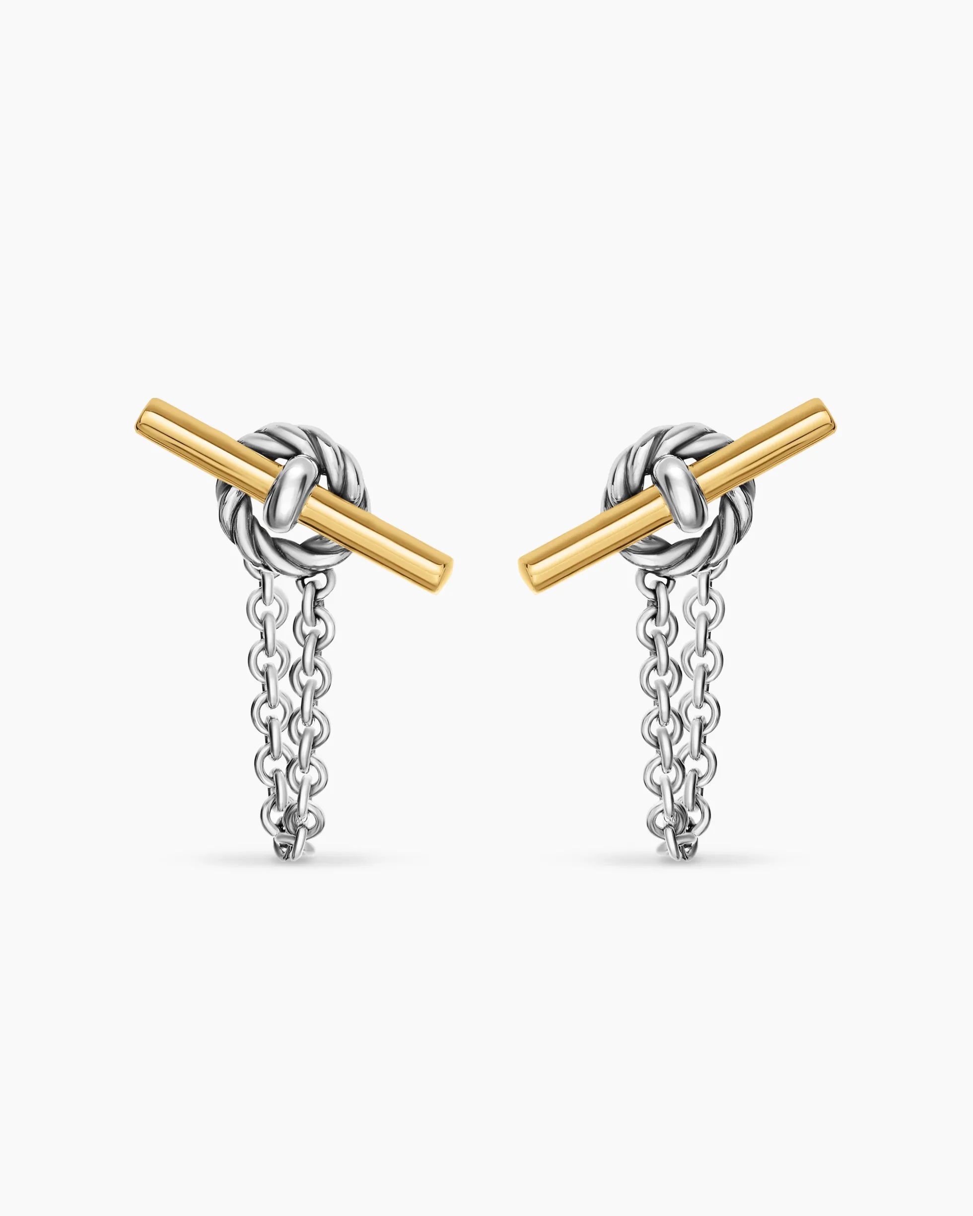 DY Mercer® Petite Toggle Chain Stud Earrings Sterling Silver with 18K Yellow Gold, 38.2mm