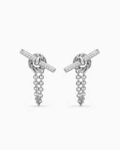 DY Mercer® Petite Toggle Chain Stud Earrings Sterling Silver with Diamonds, 38.2mm
