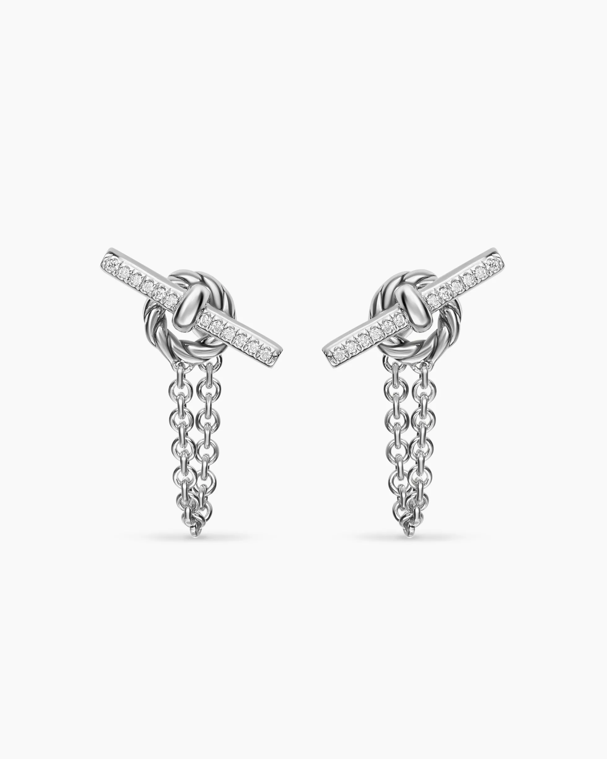 DY Mercer® Petite Toggle Chain Stud Earrings Sterling Silver with Diamonds, 38.2mm